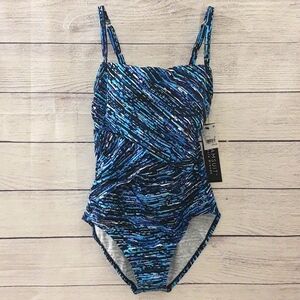 NWT Dreamsuit Slimming Control One Piece Swimsuit, Blue Silver, Sz 8